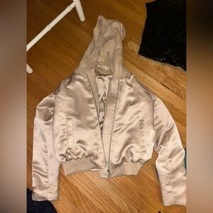 ALC Satin Bomber Jacket With Hood